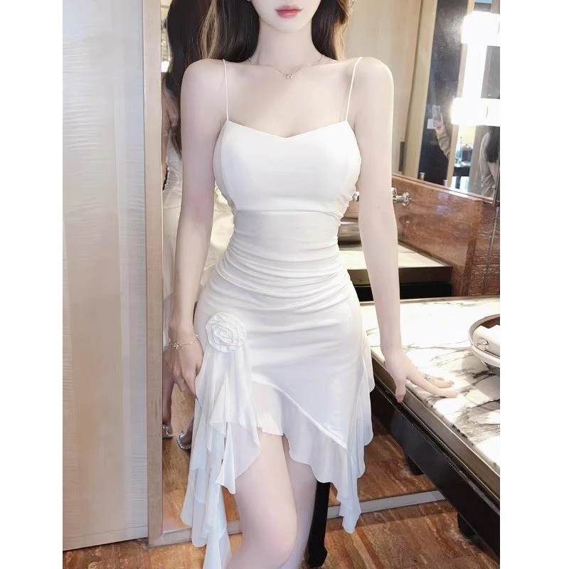 法式名媛风性感网纱吊带连衣裙女设计感时尚洋气别致绝美包臀短裙