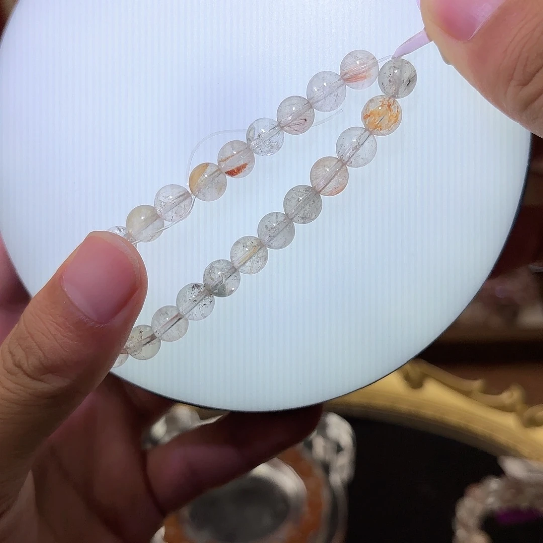 水晶手链未镶嵌彩兔毛 透体 8mm