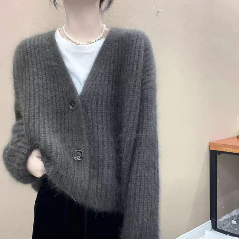 针织开衫女春秋装2025新款长袖宽松韩版时尚短款女士毛衣外套休闲