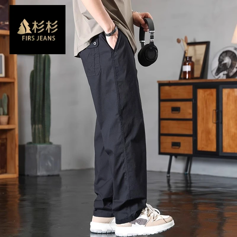 FIRS JEANS杉杉工装裤男秋冬2025新款户外宽松直筒厚款休闲裤男