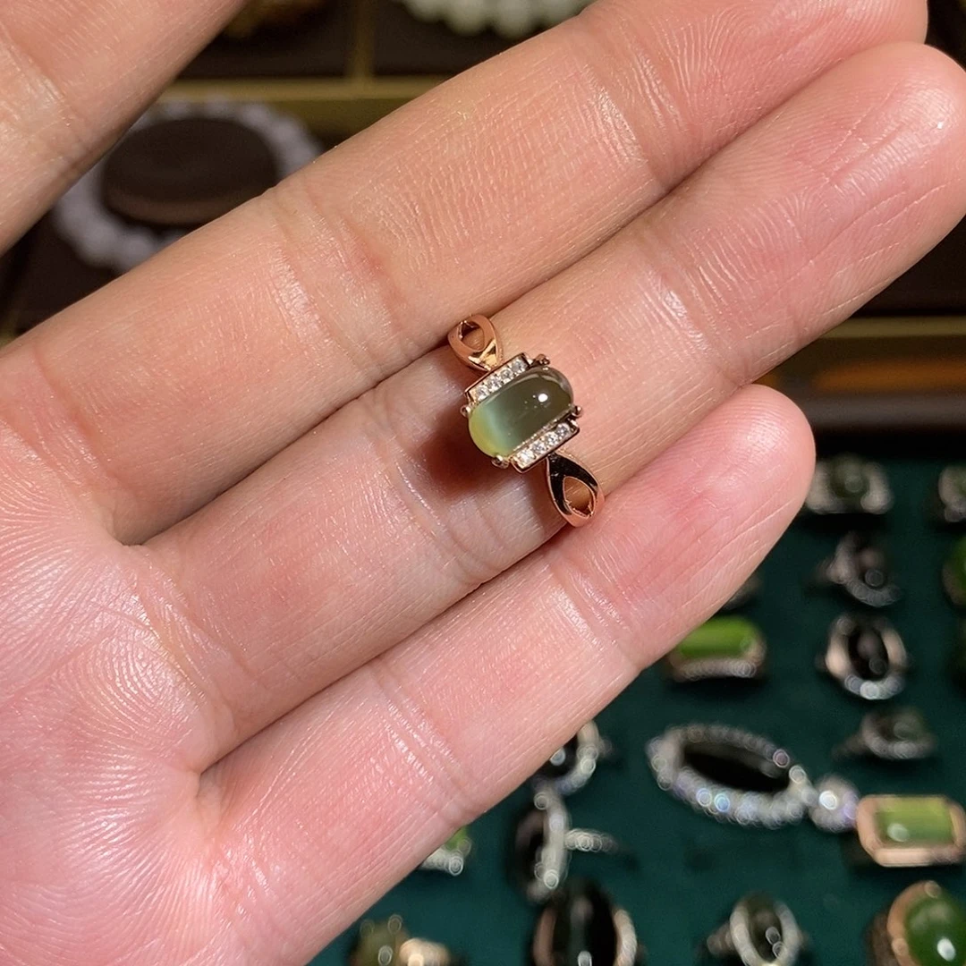 【闪购商品】银S925镶嵌戒指和田玉（碧玉）