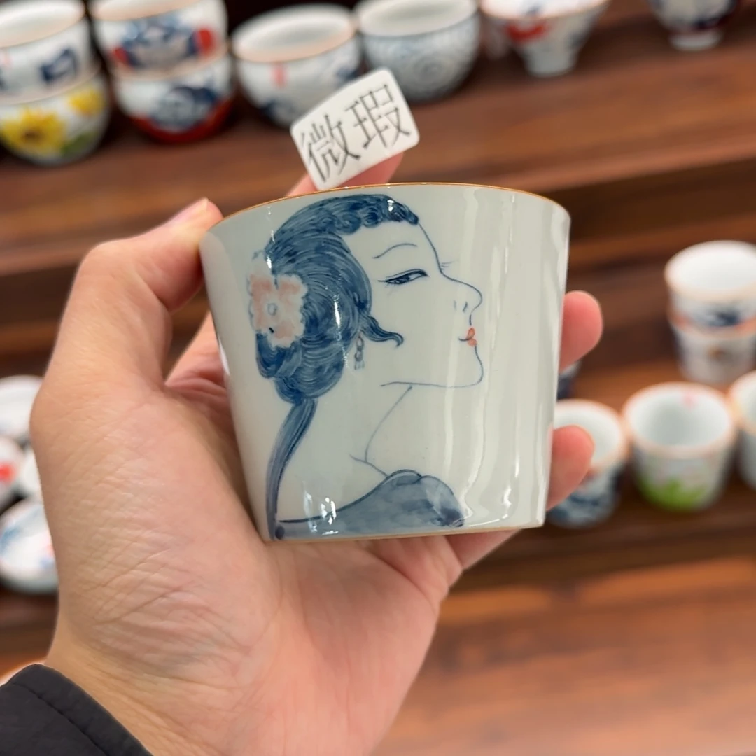 釉下手绘茶具微瑕