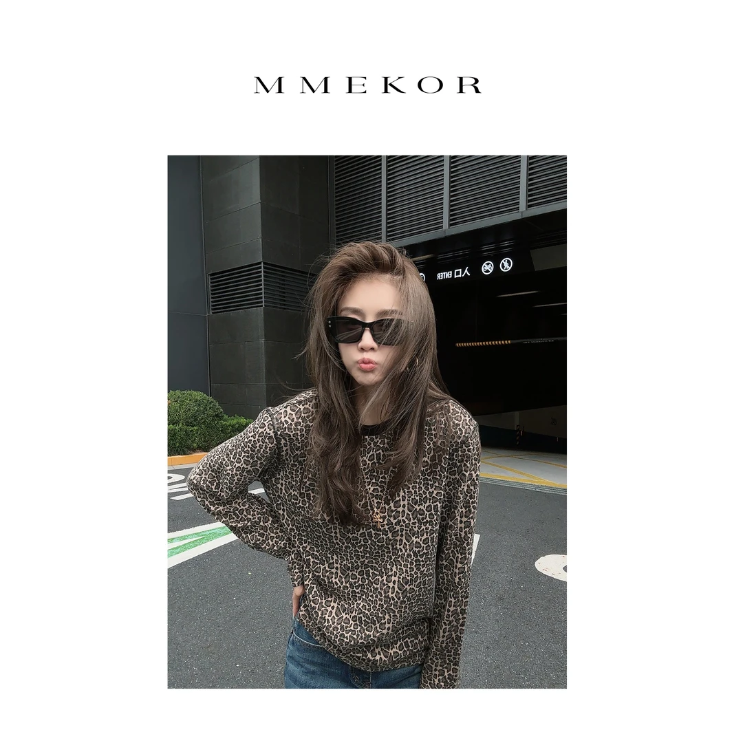 MMEKOR “豹纹女友”T恤 2025新款秋款未来辣妹时髦长袖 30605