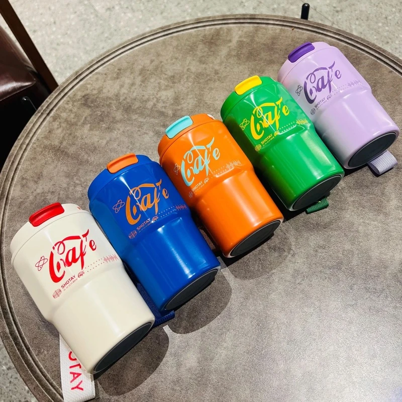 且陶 高颜值吸管直饮两用车载便携不锈钢保温杯