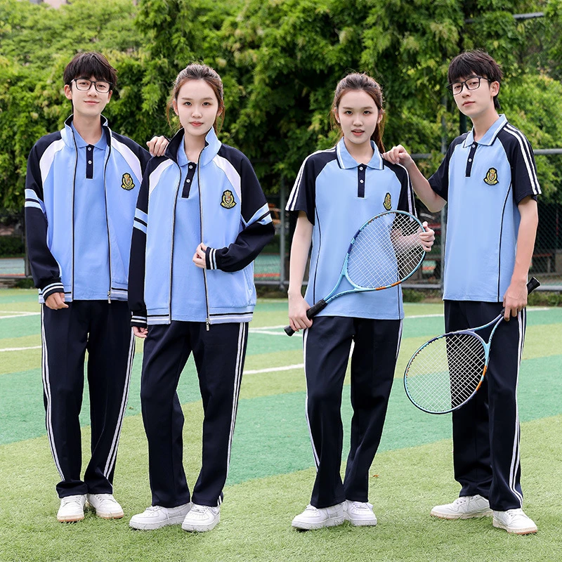 广西南宁市校服中小学生夏季秋季短袖长袖运动服初中男女优质排汗