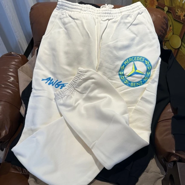 pureytalk抽绳白色纯棉卫裤