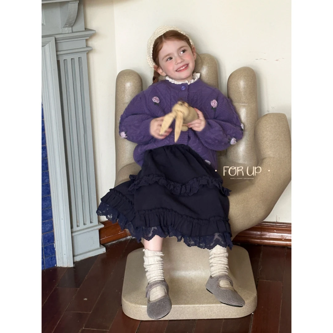 【现货】243-FU-79902藤蔓紫 [FOR UP]法式薇薇安手工盘花毛衣外套