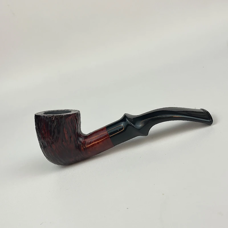手工雕刻树皮纹石楠木烟斗男士老式礼物