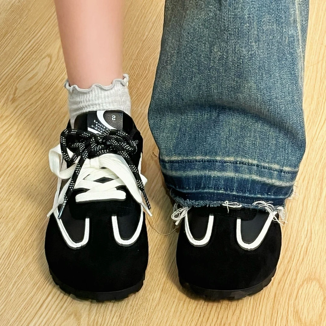 环球原创旅行鞋秋季黑色板鞋女2025新款复古百搭德训鞋韩版休闲鞋