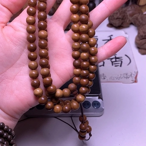 檀香木手串/手链n**a檀香黑肉0.8/108横纹虎皮沉