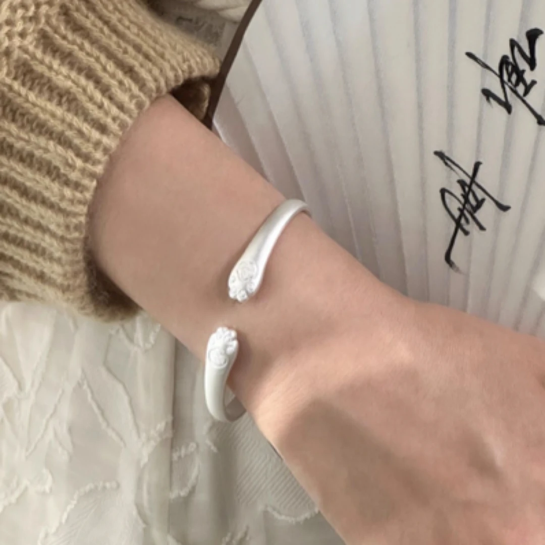 猫爪手镯新款磨砂猫爪开口手镯