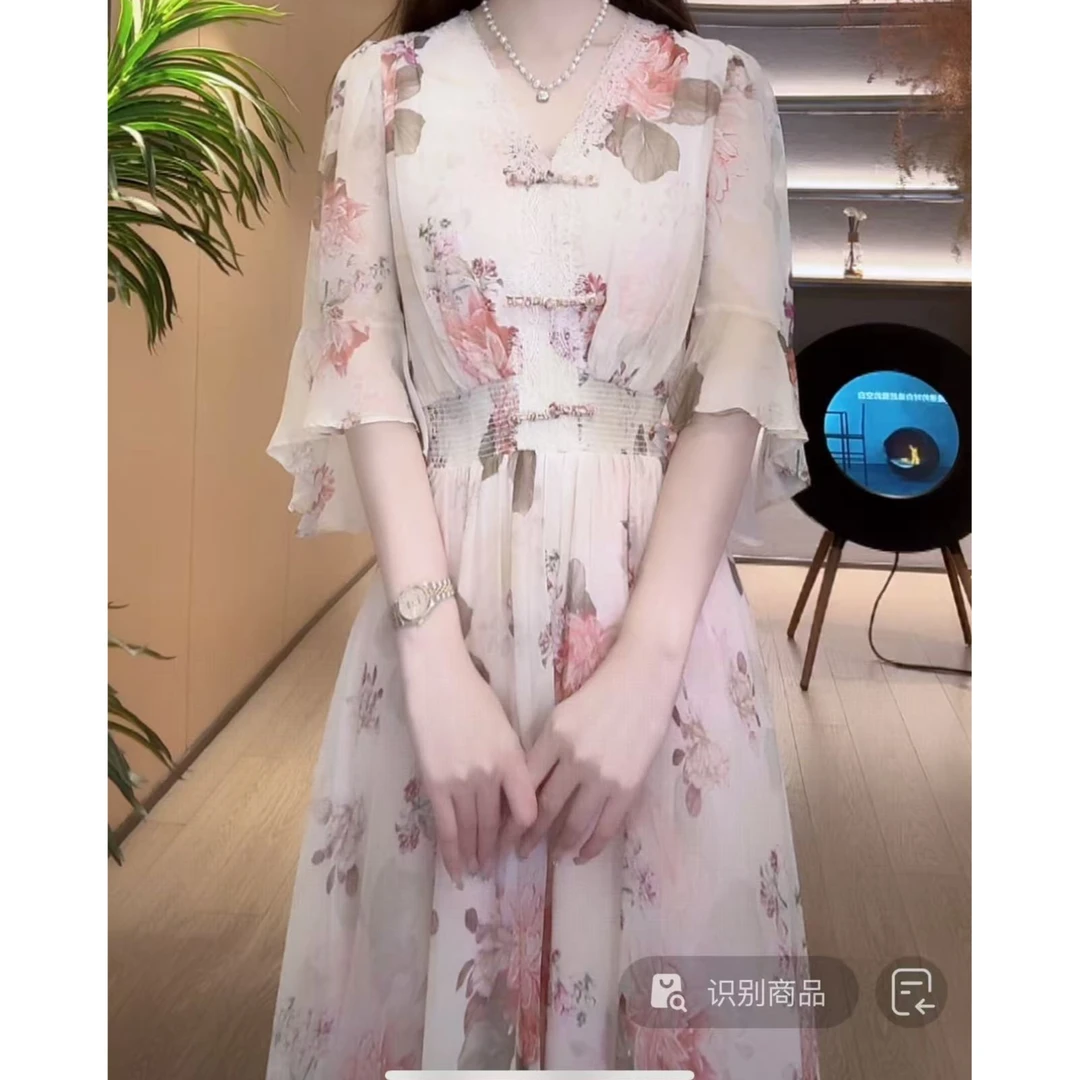 【深圳米熙儿】100%桑蚕丝收腰女装连衣裙1263