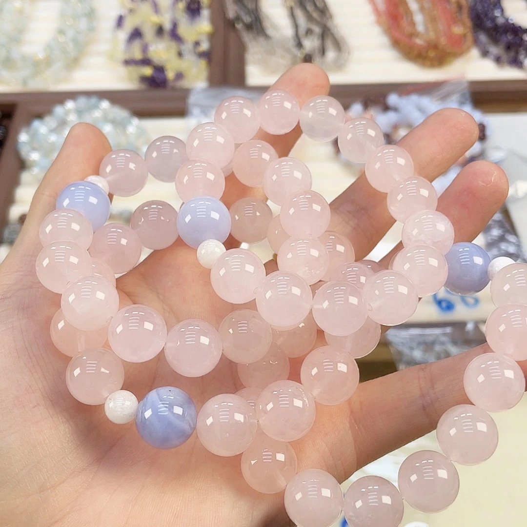 水晶手链未镶嵌马粉蓝纹