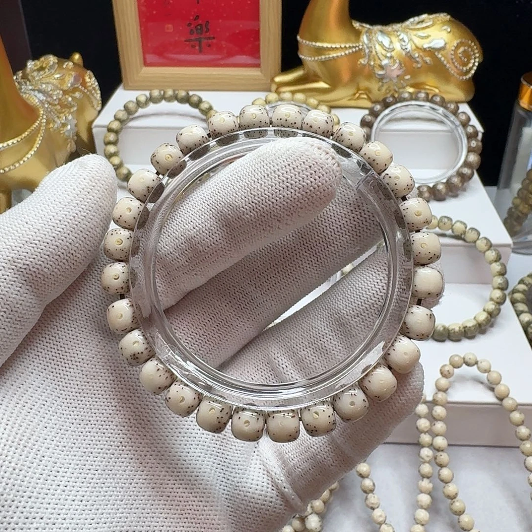 手串星月菩提石玉料8/7白冰冰透料通体留白针尖小细星