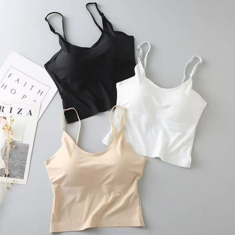 夏季冰丝吊带背心美背设计舒适抹胸内衣打底外穿小上衣