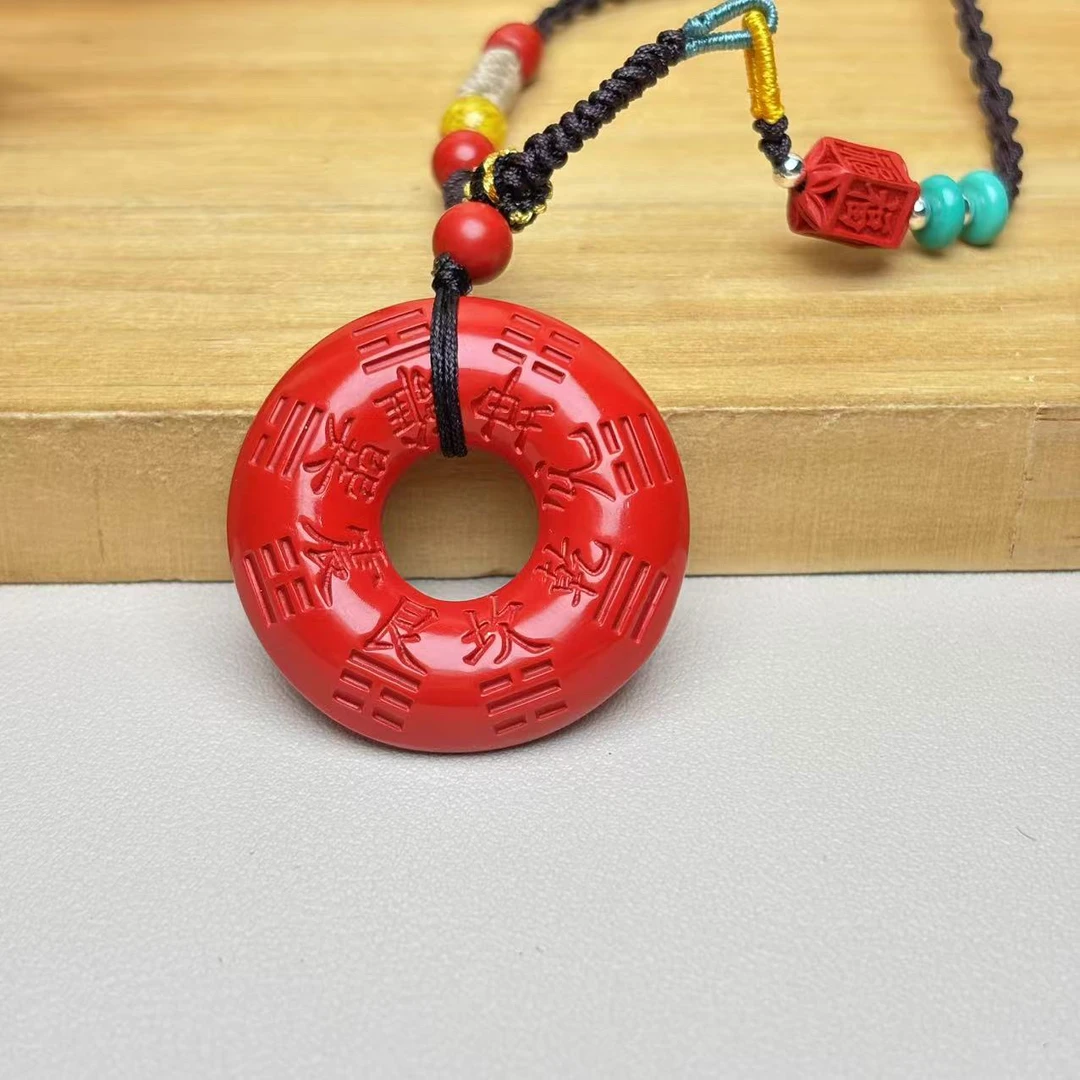 含辰砂工艺品保真高含量红砂设计款大号山花钱吊坠正品朱砂挂件