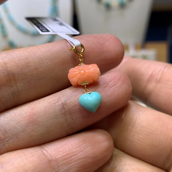 绿松石18K金镶嵌滴流