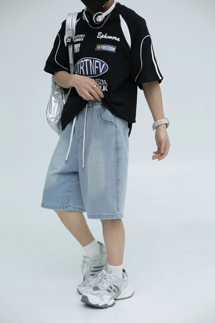 【6620-蓝】青少年牛仔五分裤