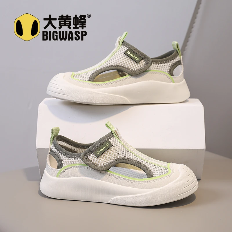 大黄蜂男童镂空运动鞋网面女童鞋子2025夏季新款鞋子儿童包头凉鞋