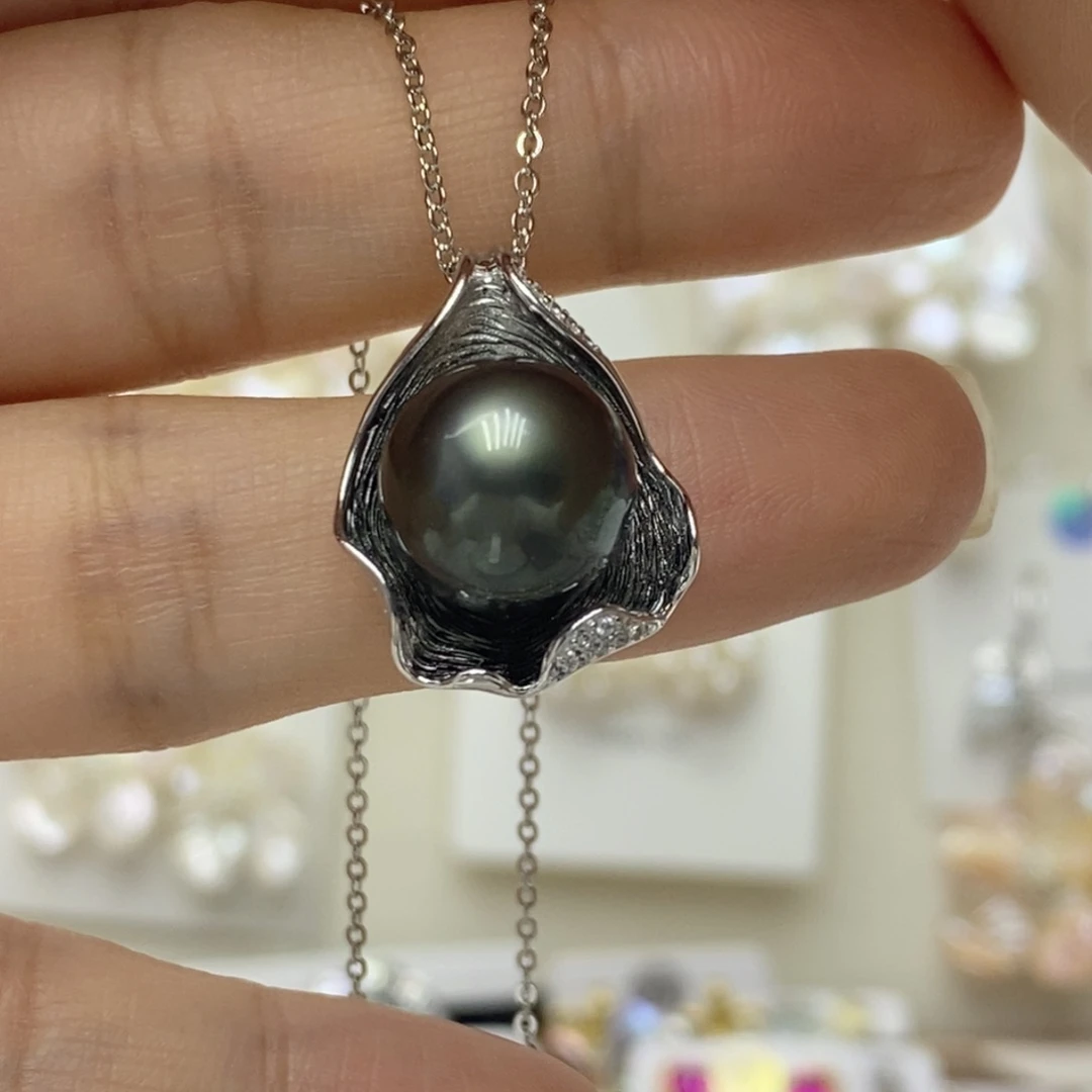 淡水珍珠银S925镶嵌颈饰陈****6