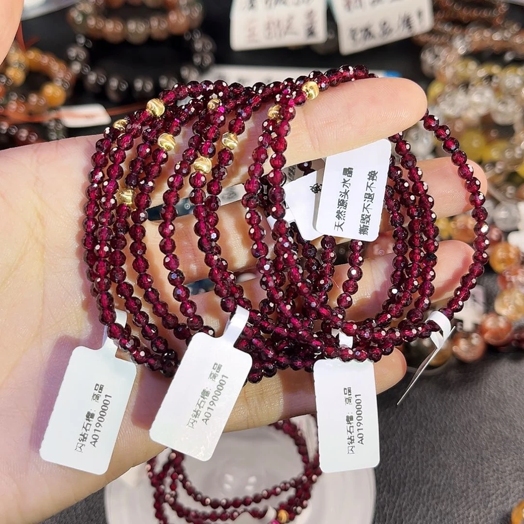 水晶未镶嵌手链石榴石3.9mm