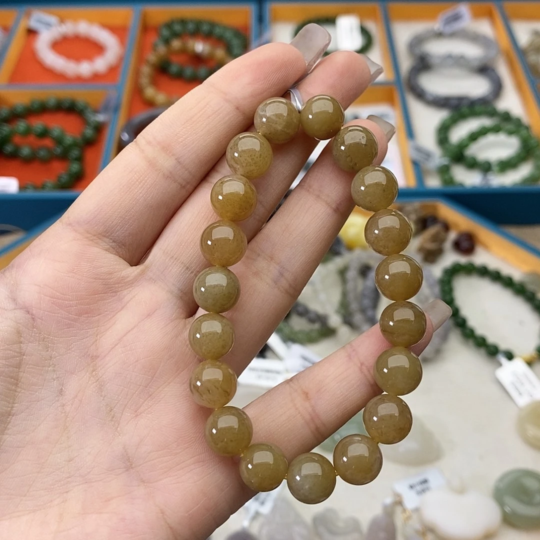 和田玉未镶嵌手链w22新疆且末糖10mm