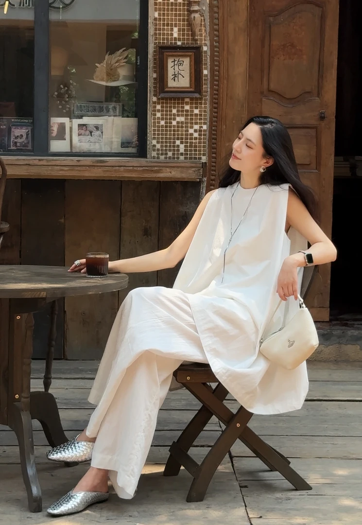 JAS 万万【告白】100匹马棉 宽松气质上衣无袖背心衫女JW252x40022a