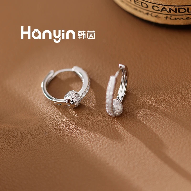 铜合金合成锆石耳饰 16mm满天星时尚气质百搭小巧精致耳扣耳环