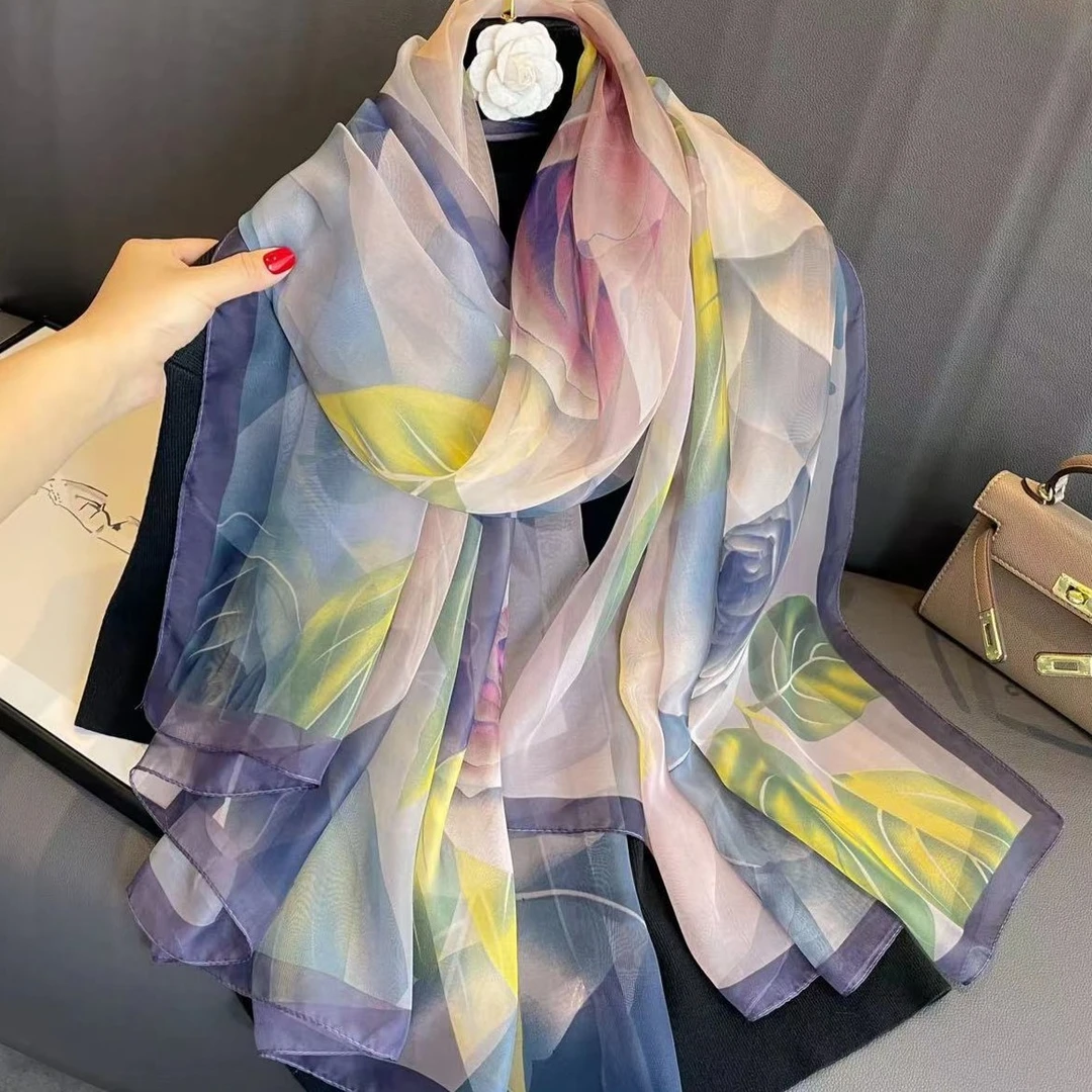 1-102 优柔纱130x180时尚百搭丝巾休闲轻奢女士