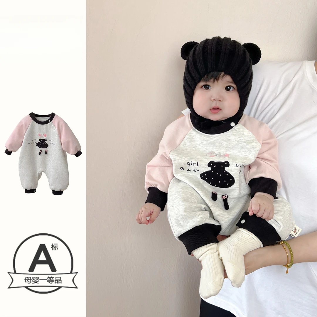女宝宝秋装新款衣服女童卡通长袖连体衣新生儿包屁衣婴儿秋季爬服