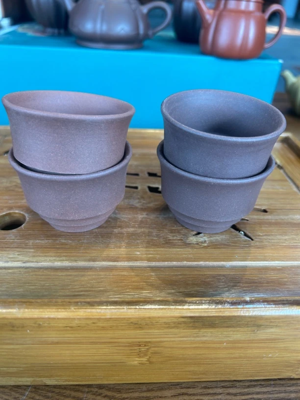 天青泥紫砂杯四个