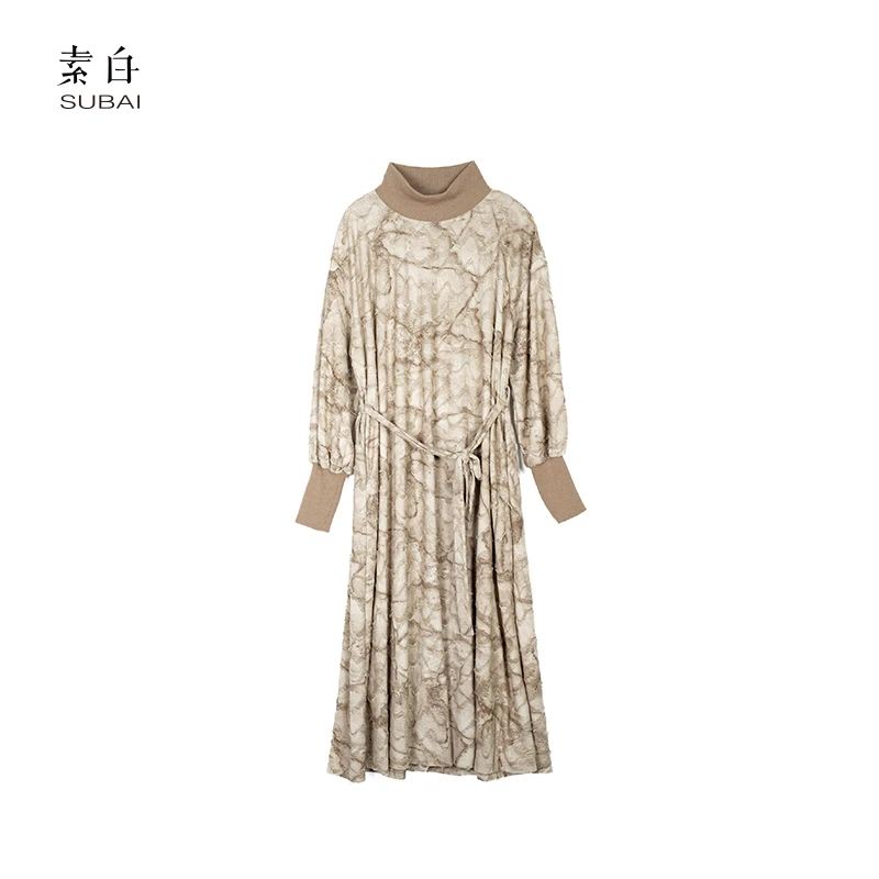 素白【甜筒】早春中长款肌理感连衣裙SB2411T00661