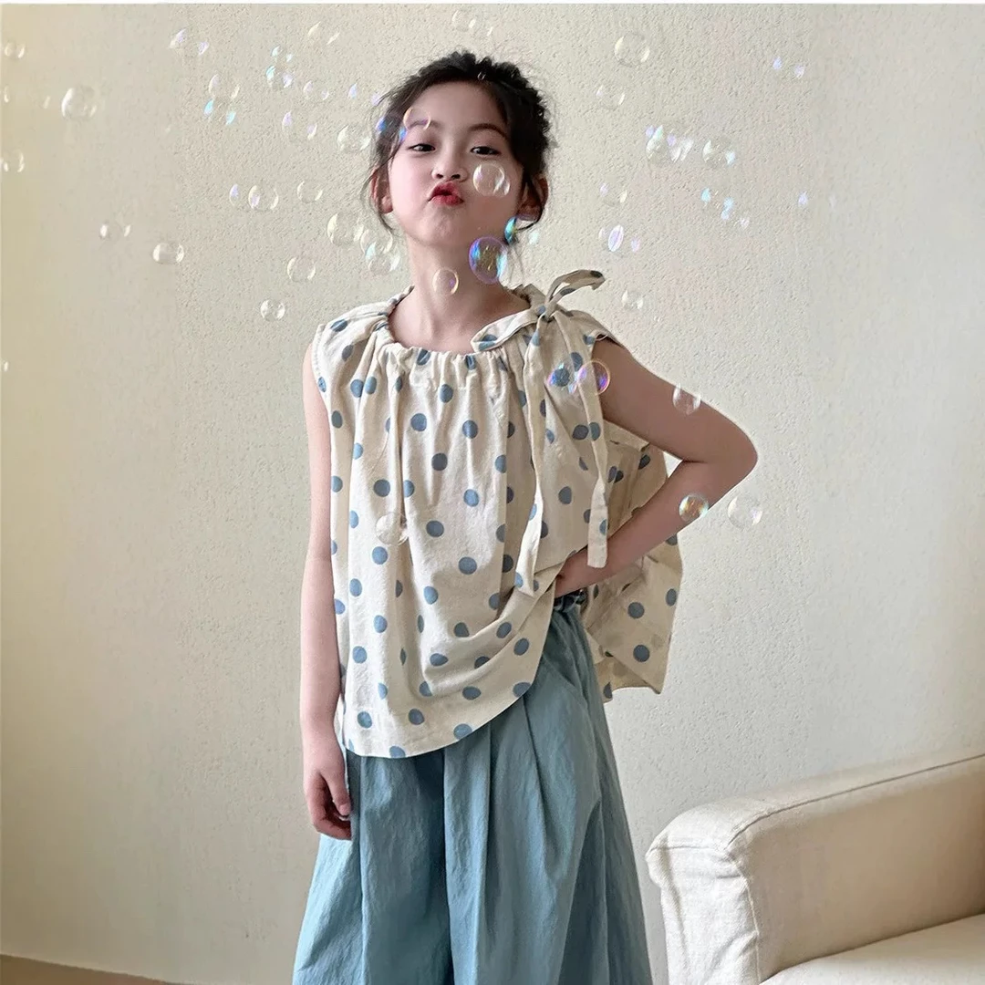 女童夏装套装2025新款儿童时髦洋气夏季大童无袖背心休闲裤两件套