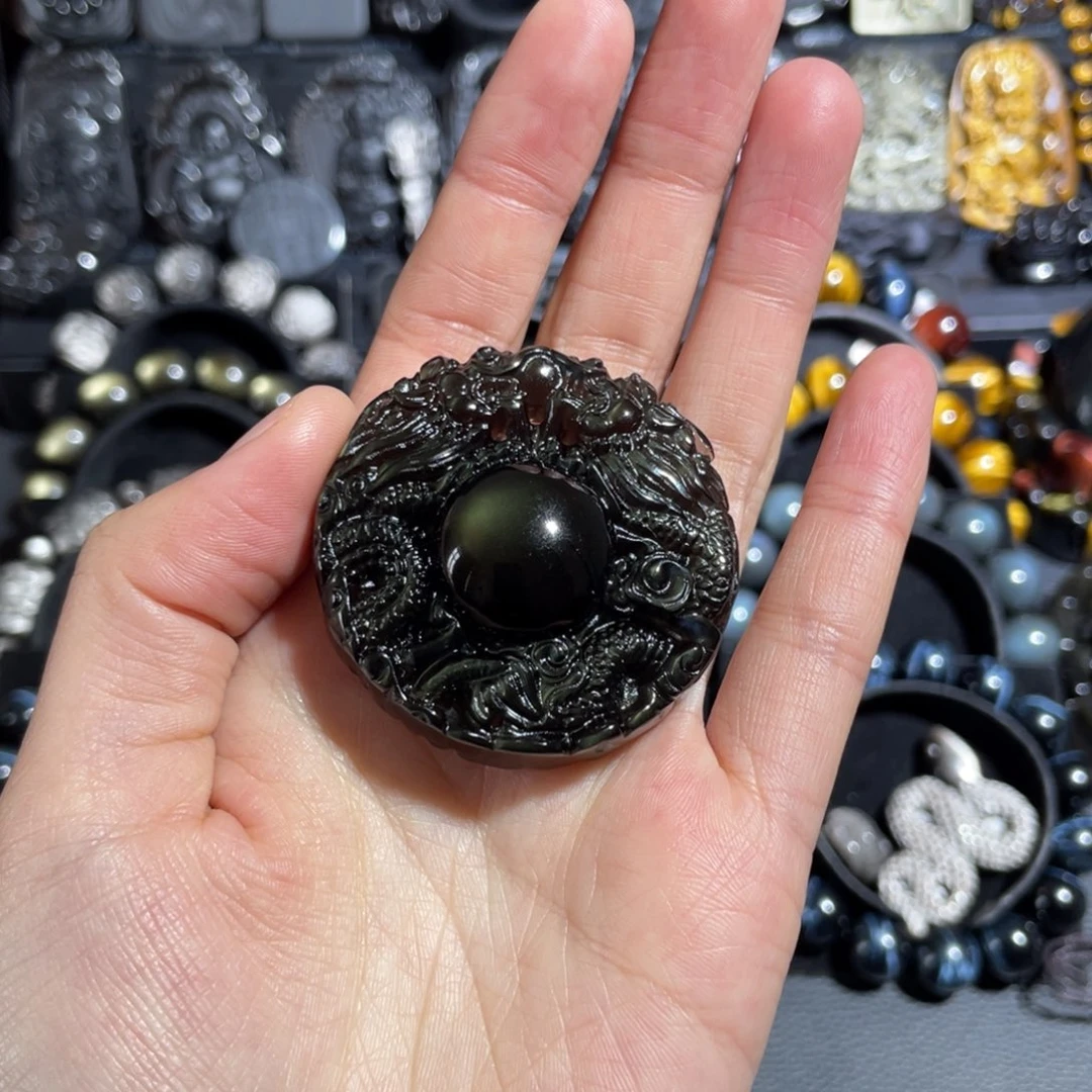 黑曜岩吊坠(赠链)未镶嵌董*