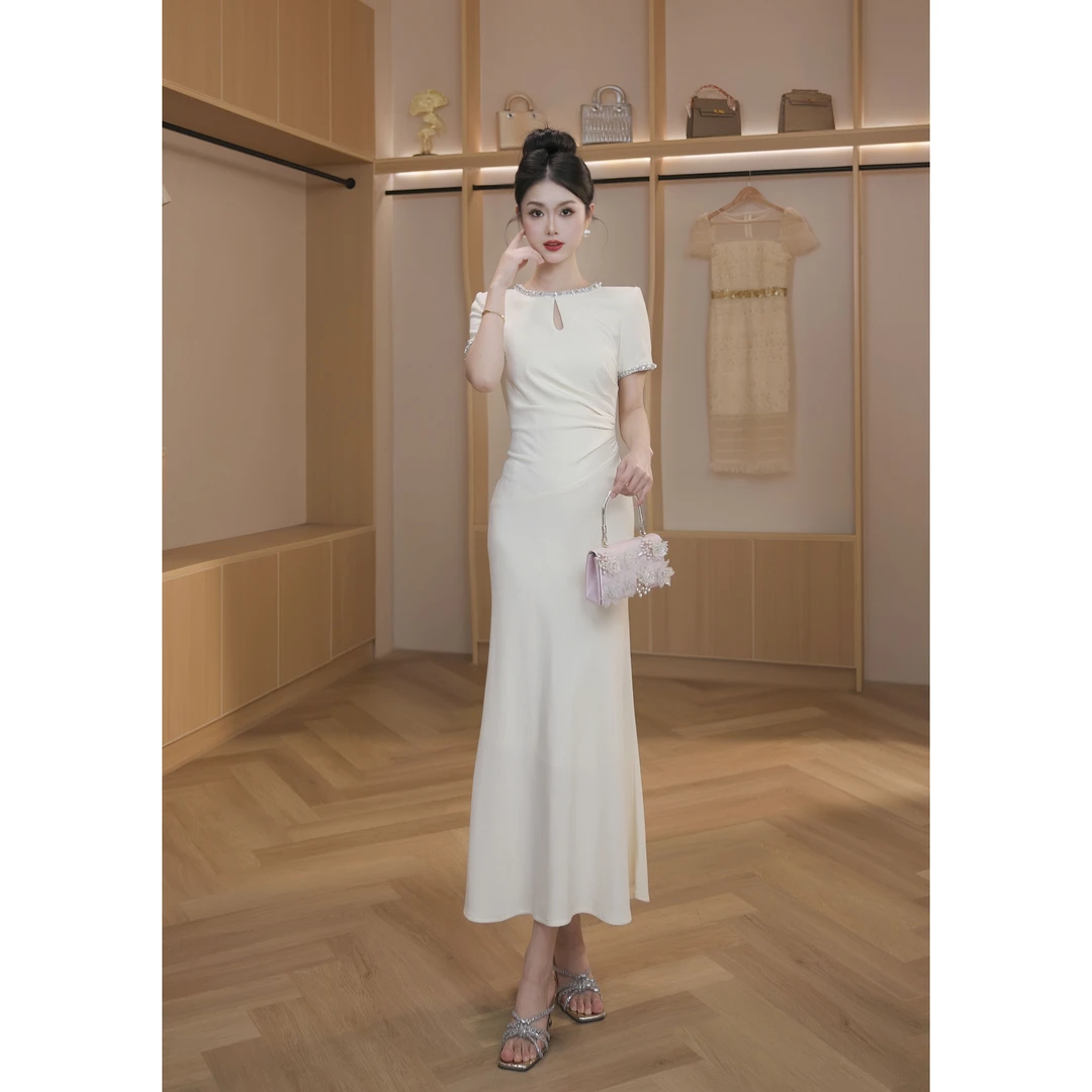 【设计师定制】新款轻奢法式收腰显瘦气质连衣裙45111