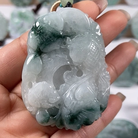 翡翠颈饰未镶嵌年年有余福利
