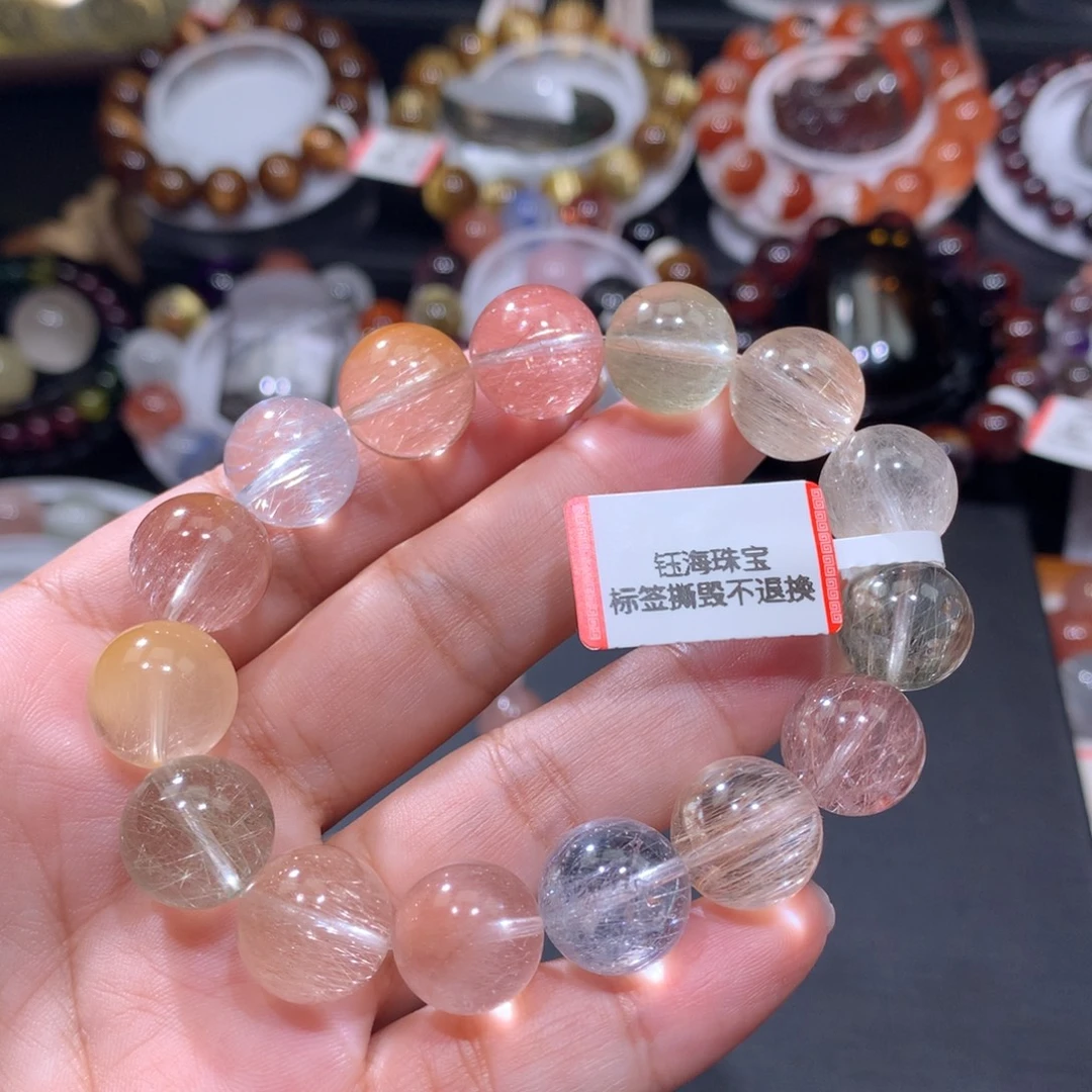未镶嵌手链水晶彩兔毛13mm