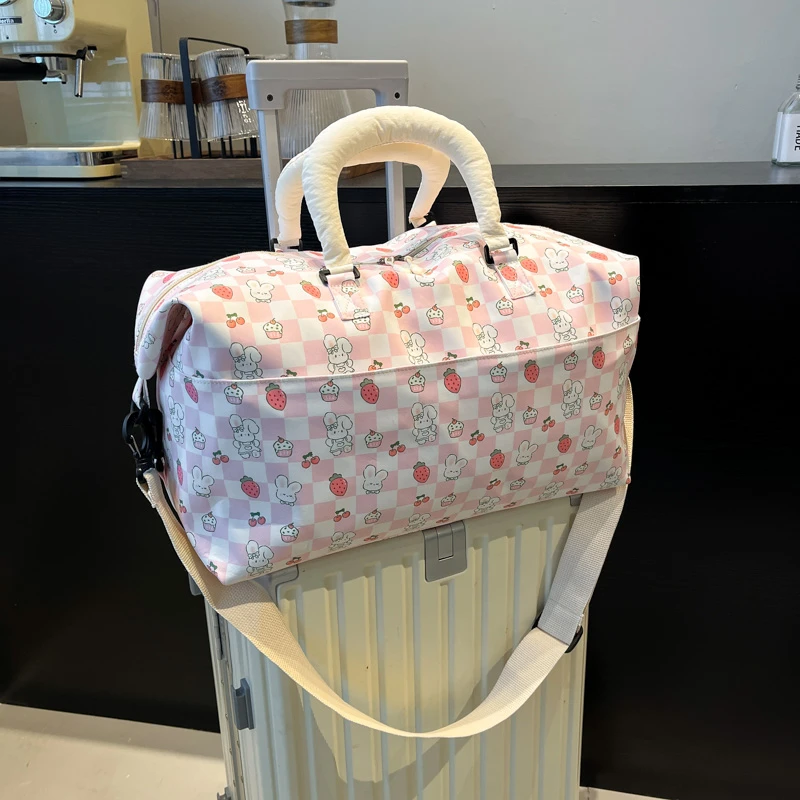 大容量可爱单肩短途旅行包女待产手提旅游卡通轻便出行行李收纳袋