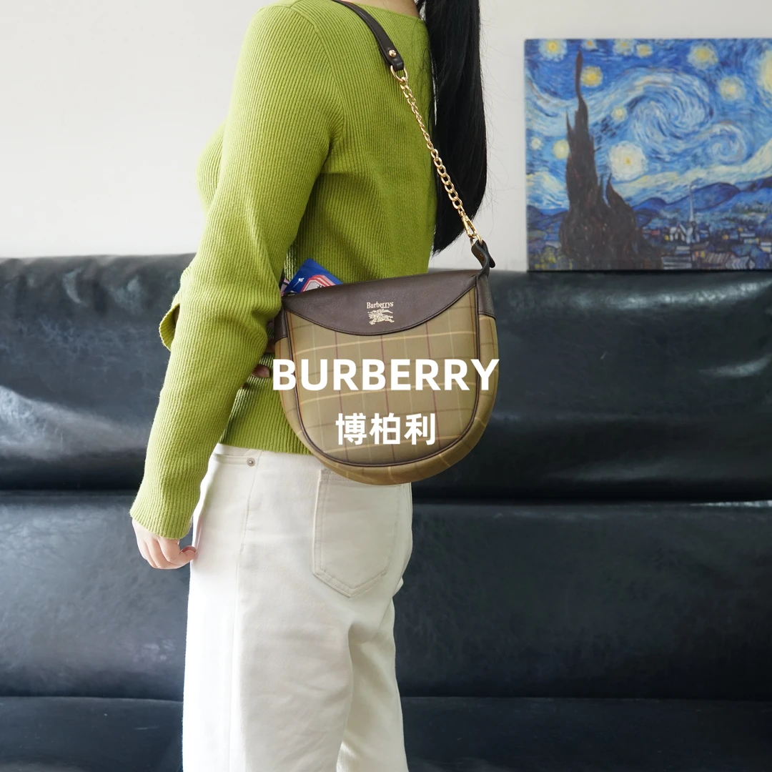 95新 BURBERRY/博柏利 格纹盾牌单肩包/ZZ09517043/7043