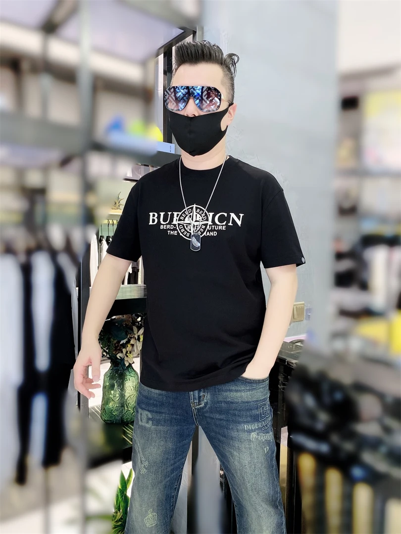 BR高品质夏季男士时尚阔版圆领短袖潮流百搭休闲半袖T恤