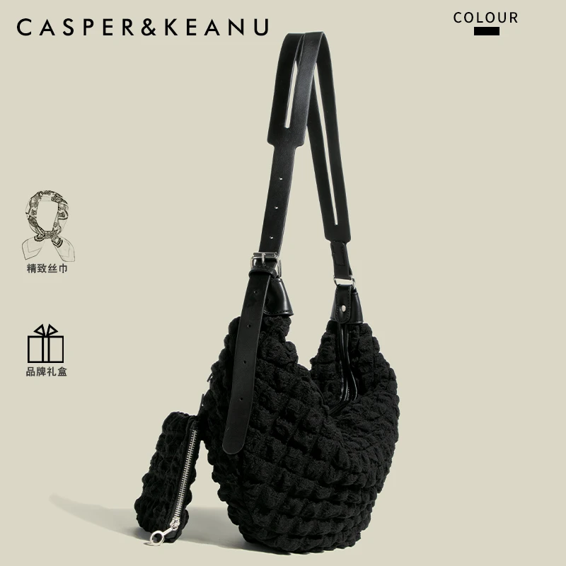 CASPER&KEANU小众设计饺子包高级感胸包大容量帆布通勤斜挎包女士