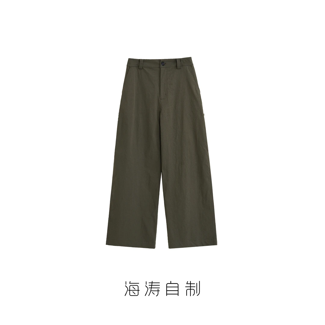 【海涛大叔】「手熨平」抗皱一粒扣直筒阔腿工装裤