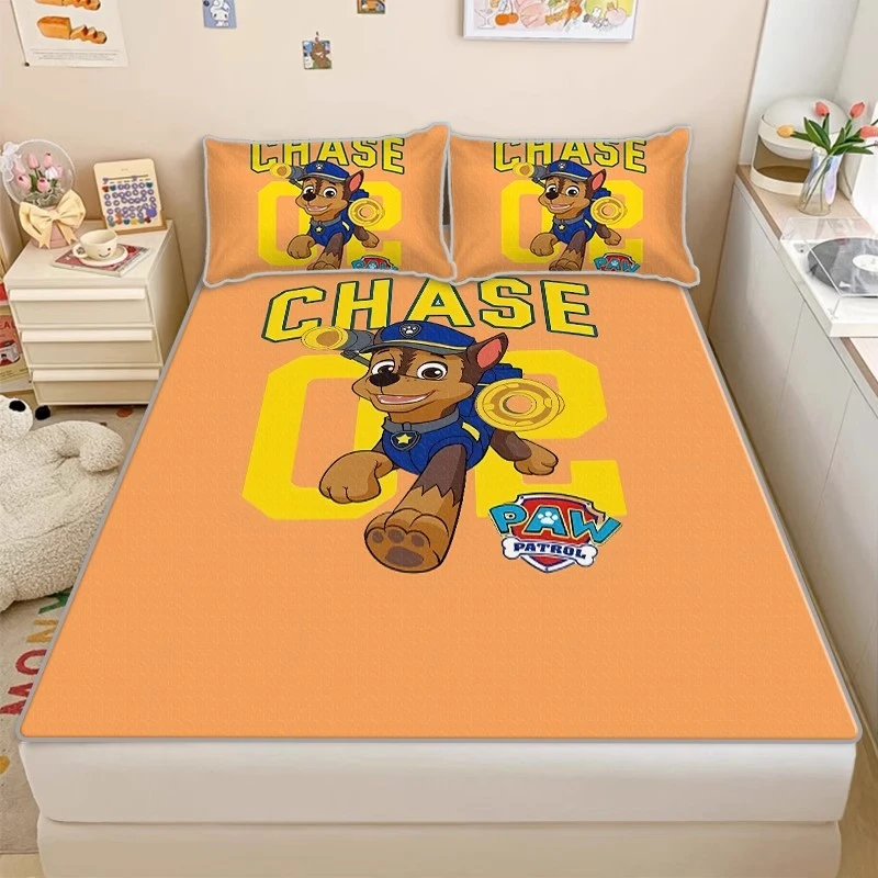 汪汪队儿童夏季冰丝席幼儿园卡通女孩空调凉席三件套可机洗可定做