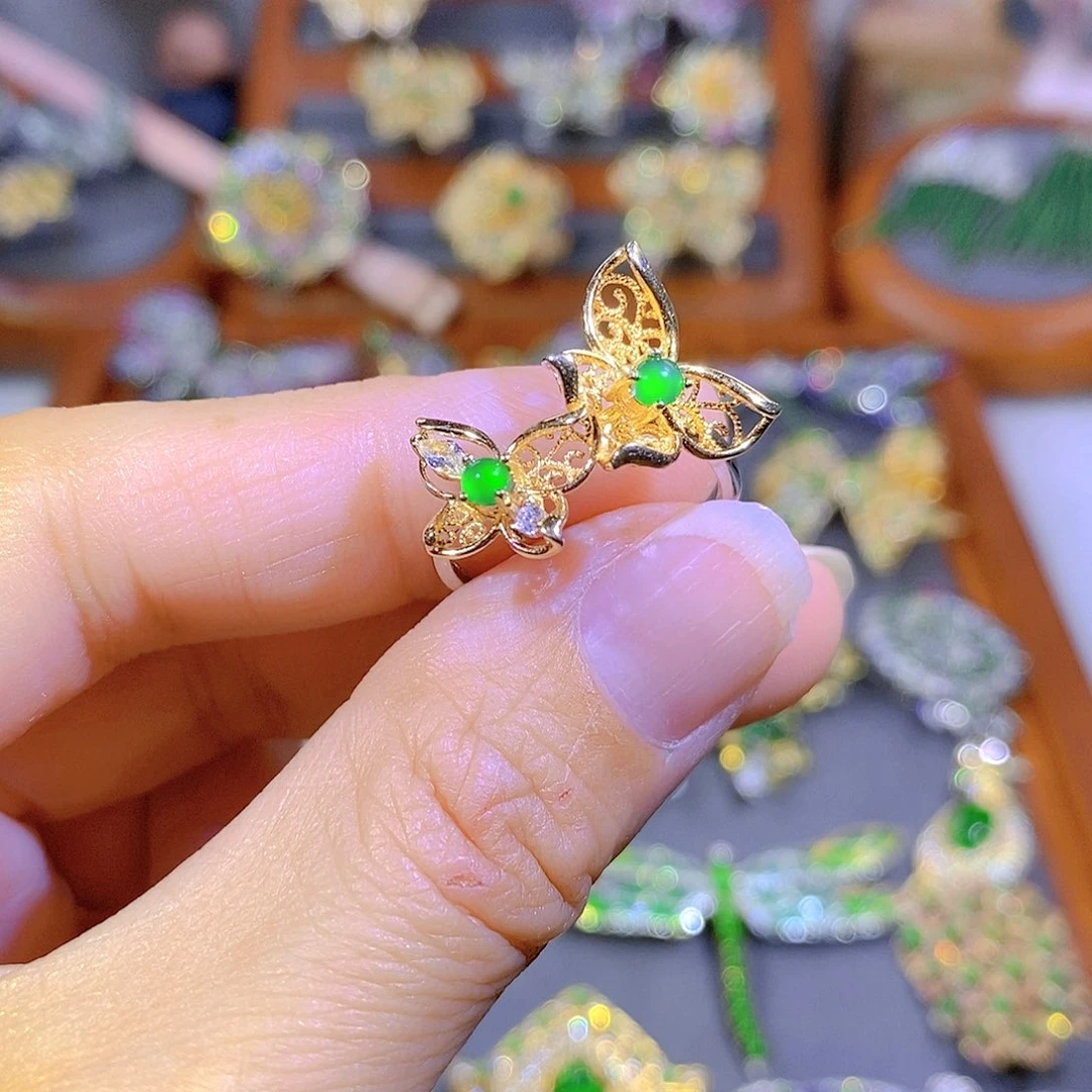 颈饰银S925镶嵌翡翠