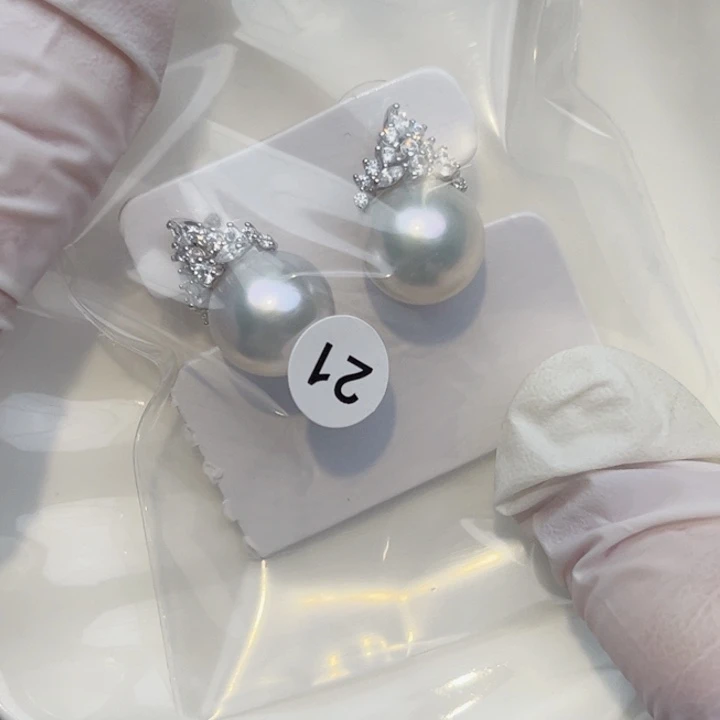 淡水珍珠耳饰银S925镶嵌