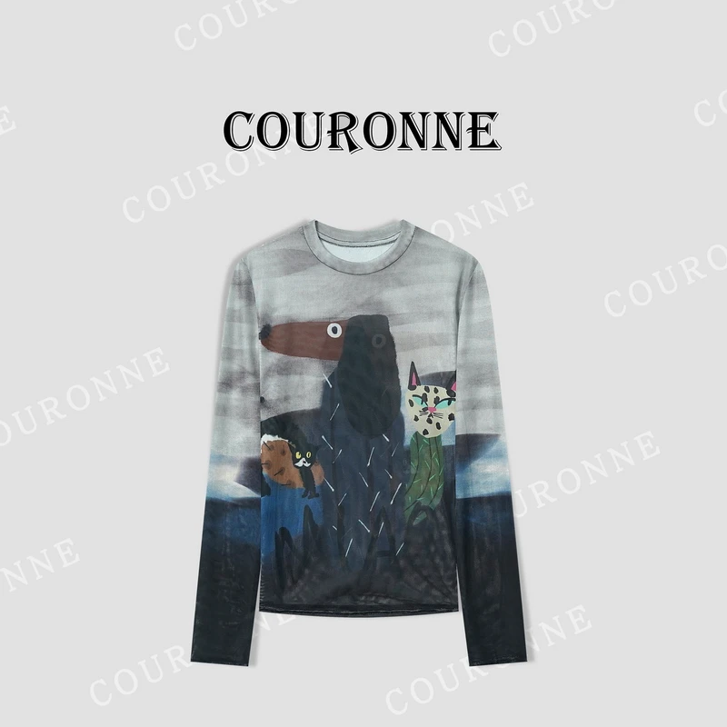 【周周】-春夏‘’涂鸦罩衫‘’海边度假风街头感防晒休闲时髦T恤32326