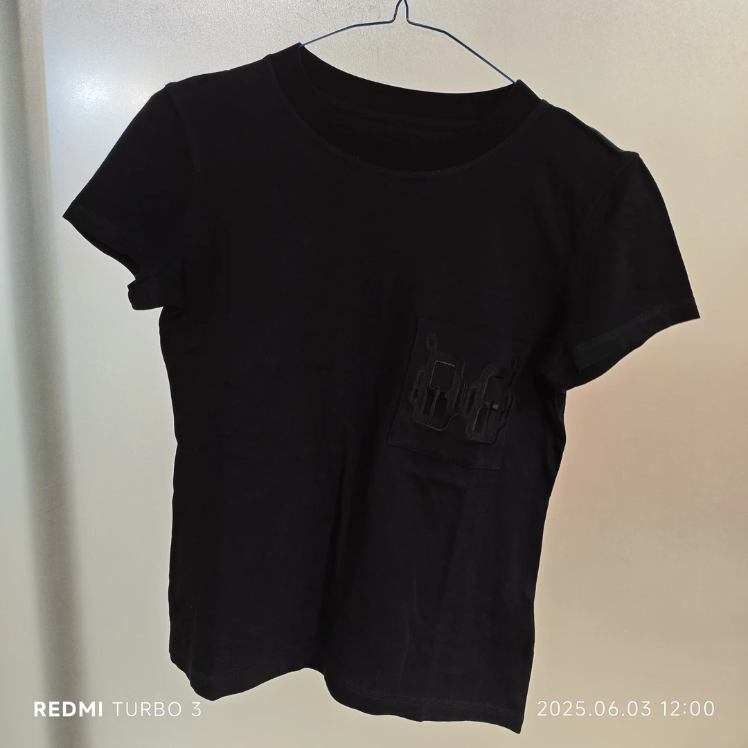 95新 Hermes/爱马仕 纯棉短袖36码黑色/250603LYPLX03