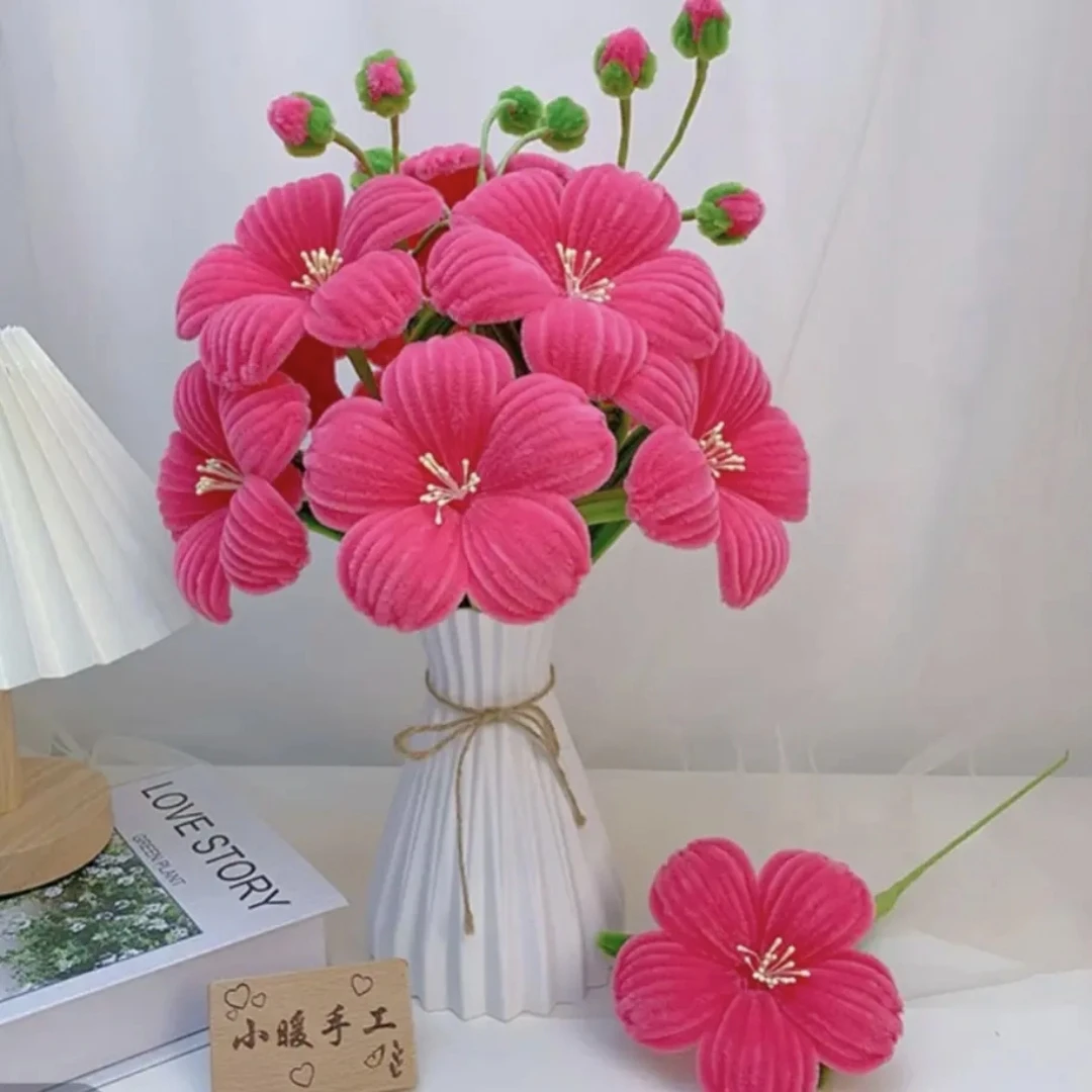 10朵+2组花苞富贵吉祥芙蓉花扭扭棒材料包手工简单手工材料包