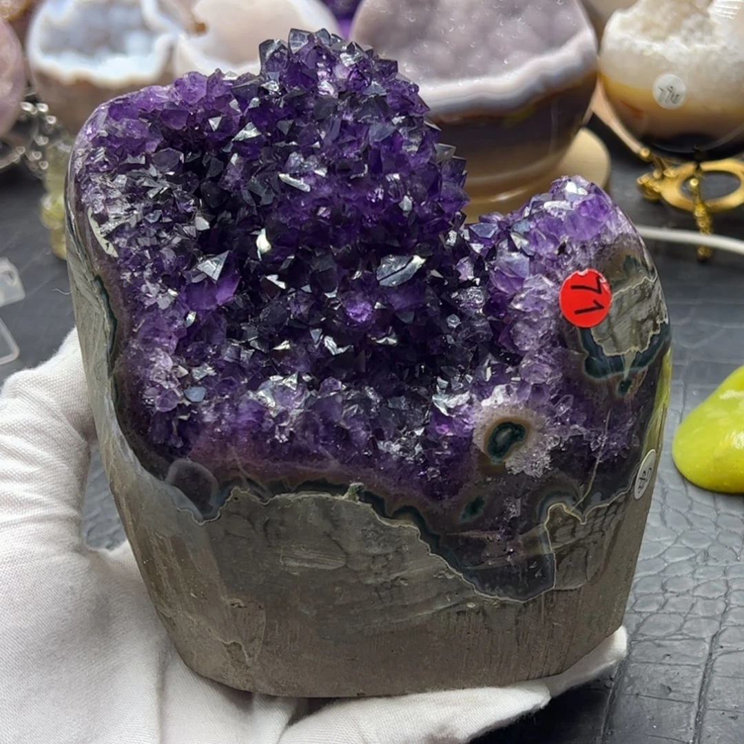 未镶嵌珠宝半成品水晶紫晶花花篮71