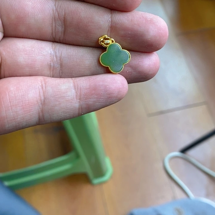 和田玉（碧玉）颈饰银S925镀金镶嵌